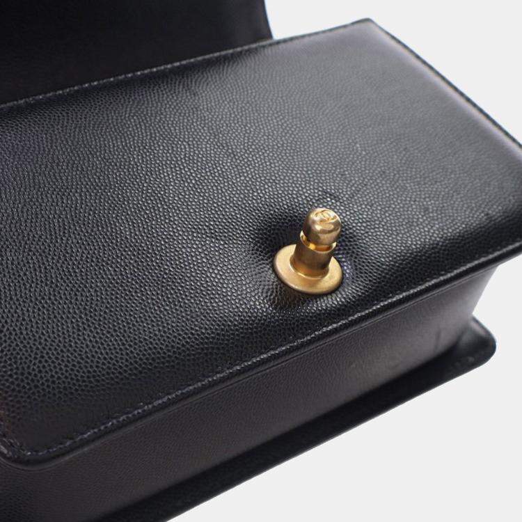 Pre Owned Chanel Black Small Caviar Boy Flap Bag