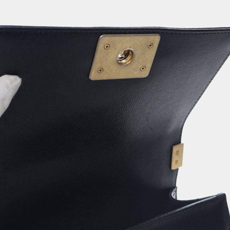 Pre Owned Chanel Black Small Caviar Boy Flap Bag