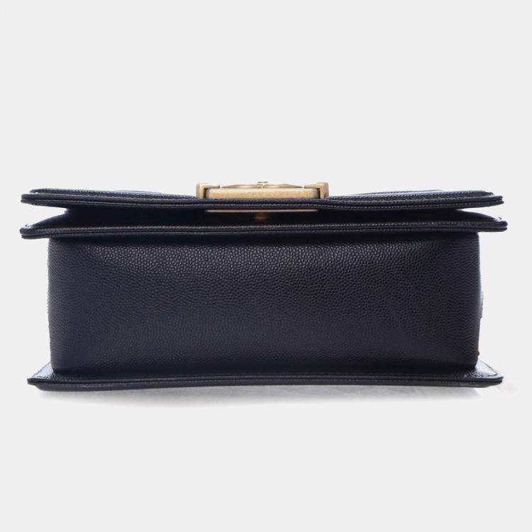 Pre Owned Chanel Black Small Caviar Boy Flap Bag