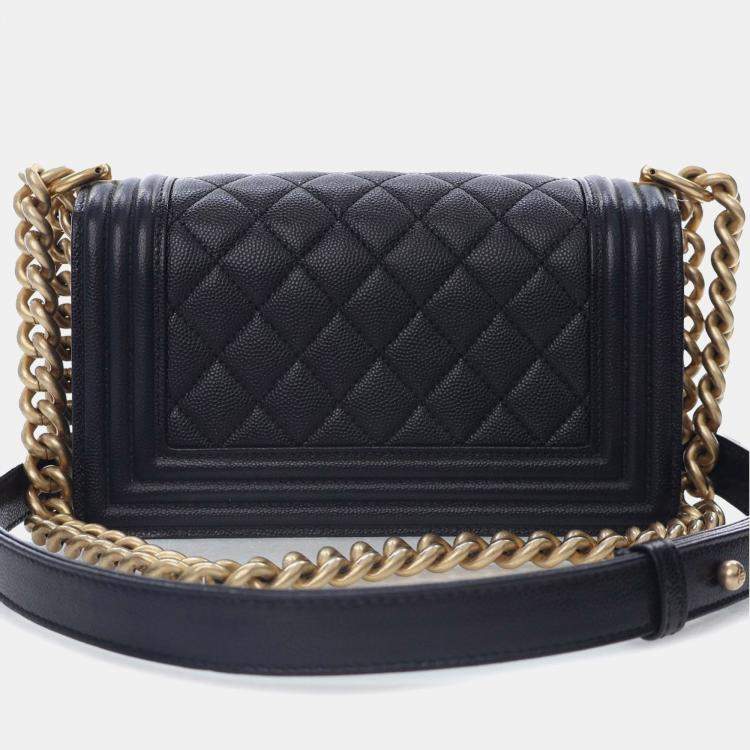 Pre Owned Chanel Black Small Caviar Boy Flap Bag