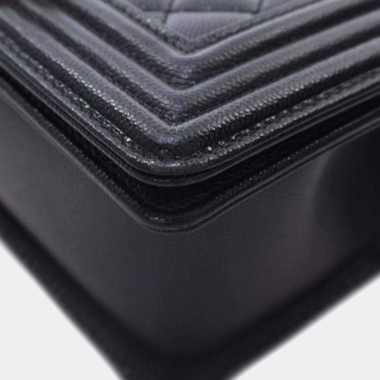 Pre Owned Chanel Black Small Caviar Boy Flap Bag