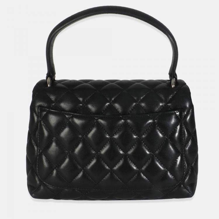 Pre Owned Chanel Vintage Black Quilted Lambskin Small Kelly Flap Bag