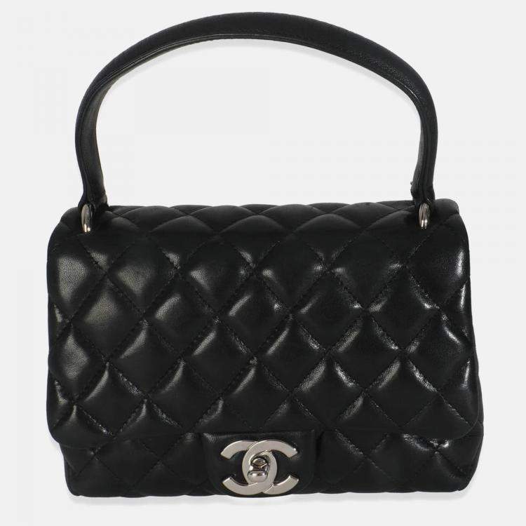 Pre Owned Chanel Vintage Black Quilted Lambskin Small Kelly Flap Bag