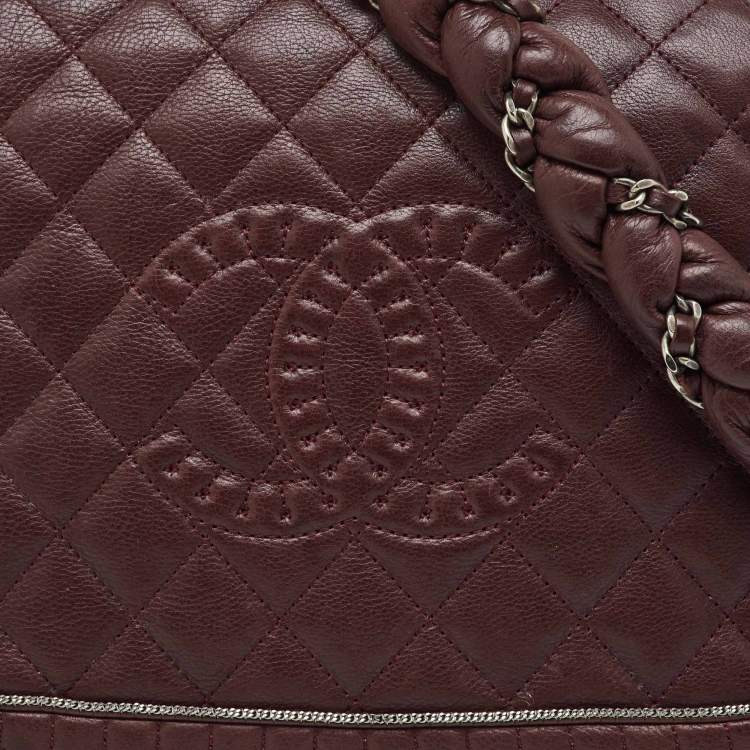 Pre Owned Chanel Burgundy Quilted Leather CC Istanbul Accordion Flap Bag
