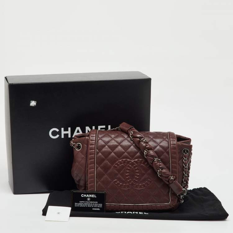 Pre Owned Chanel Burgundy Quilted Leather CC Istanbul Accordion Flap Bag