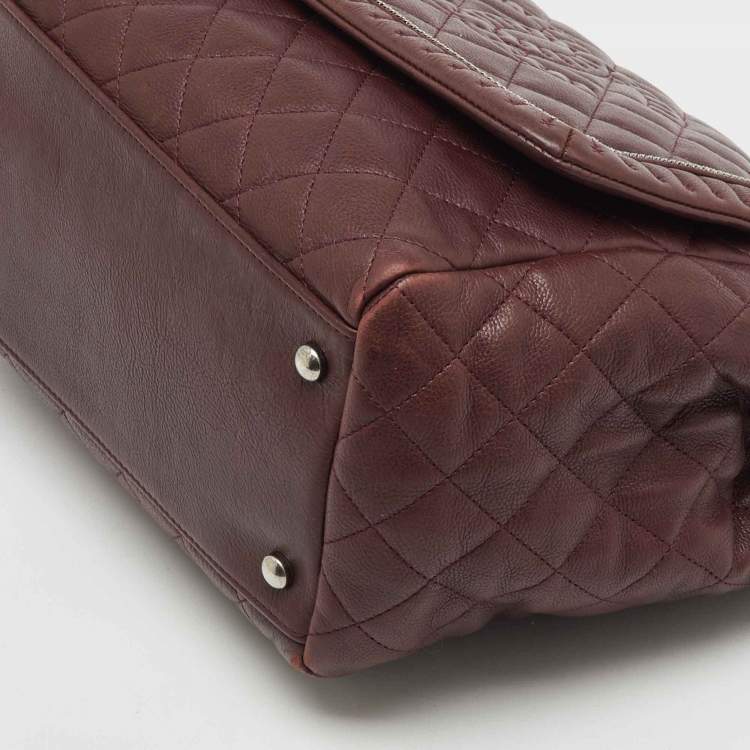 Pre Owned Chanel Burgundy Quilted Leather CC Istanbul Accordion Flap Bag