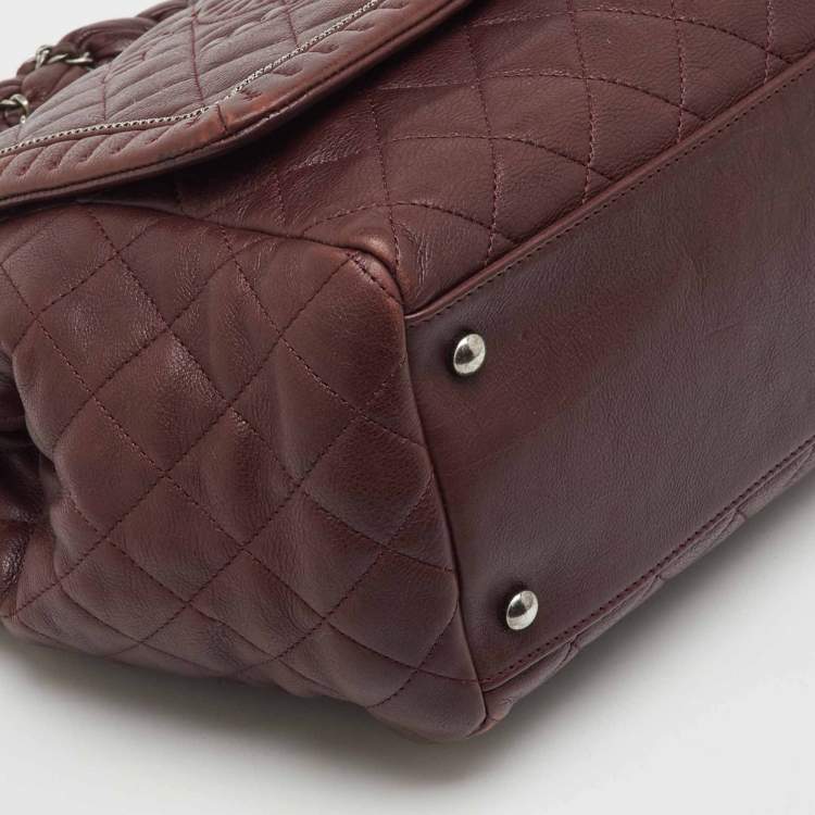 Pre Owned Chanel Burgundy Quilted Leather CC Istanbul Accordion Flap Bag