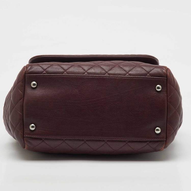 Pre Owned Chanel Burgundy Quilted Leather CC Istanbul Accordion Flap Bag