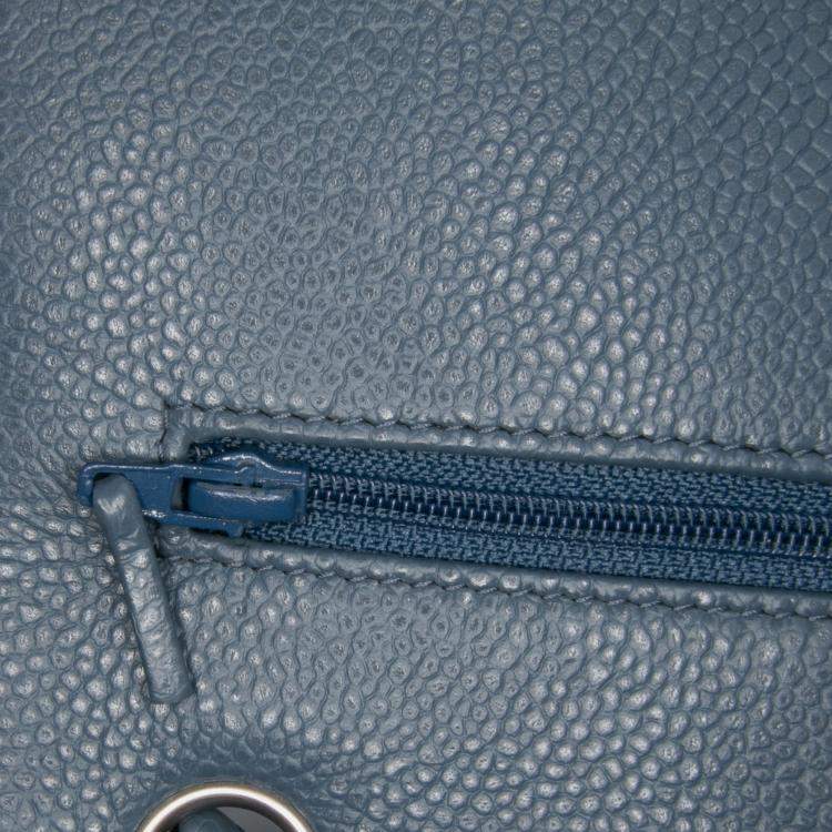 Pre Owned Chanel Blue Jumbo Classic Caviar Double Flap