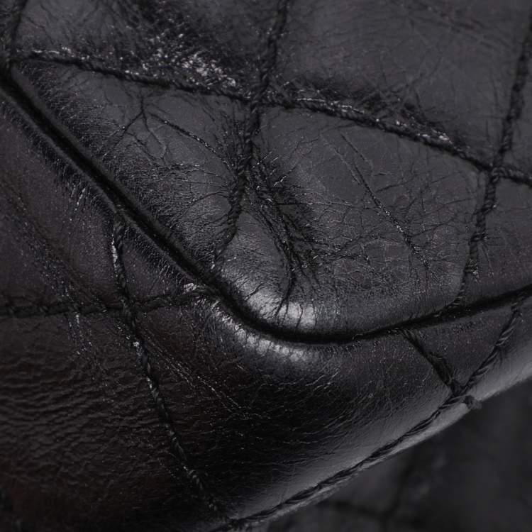 Pre Owned Chanel Black Quilted Leather Reissue 2.55 Classic 225 Flap Bag