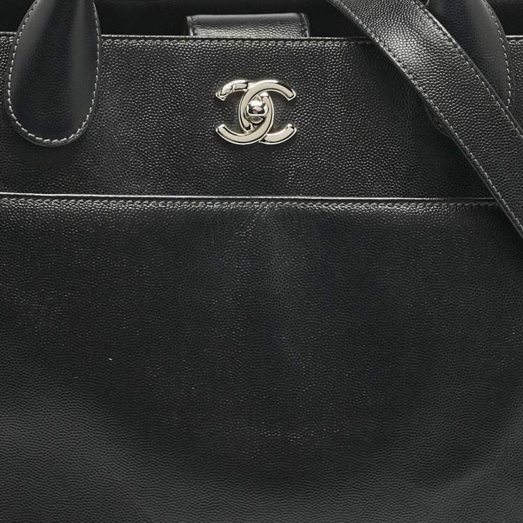 Pre Owned Chanel Black Caviar Leather Large Cerf Executive Shopper Tote