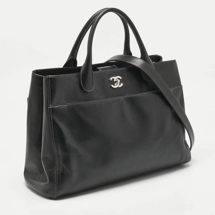 Pre Owned Chanel Black Caviar Leather Large Cerf Executive Shopper Tote