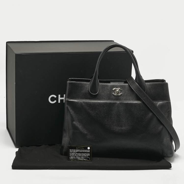Pre Owned Chanel Black Caviar Leather Large Cerf Executive Shopper Tote