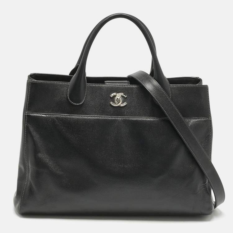 Pre Owned Chanel Black Caviar Leather Large Cerf Executive Shopper Tote