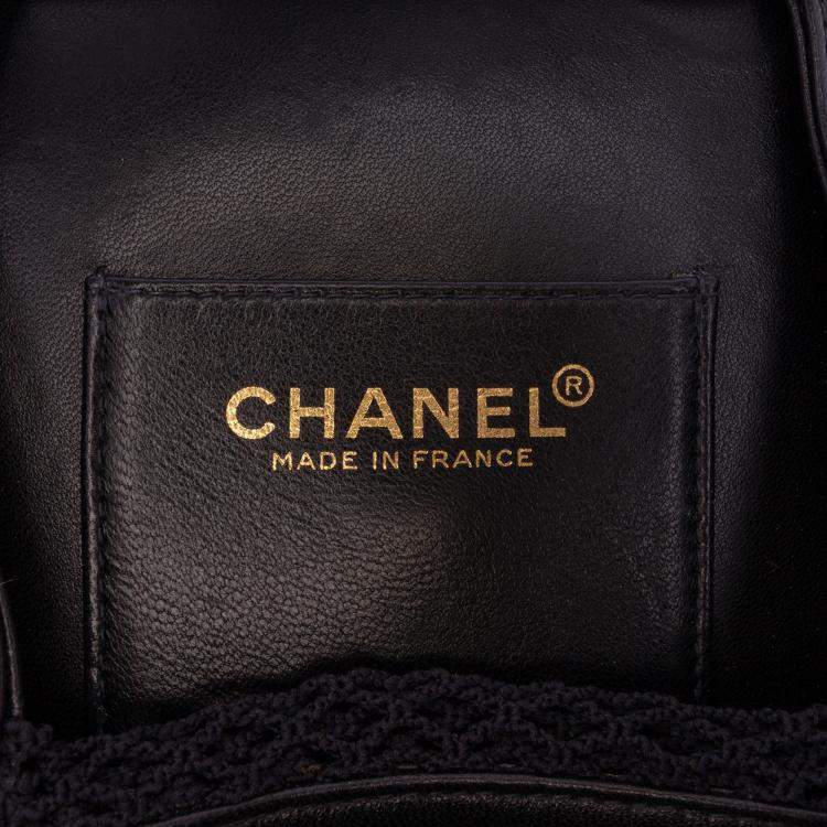 Pre Owned Chanel Black Lambskin and Satin Camellia Flower Evening Bag