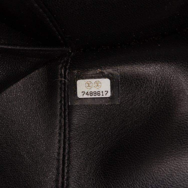 Pre Owned Chanel Black Lambskin and Satin Camellia Flower Evening Bag