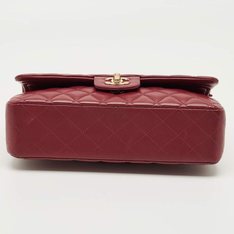 Pre Owned Chanel Red Quilted Leather Medium Classic Double Flap Bag