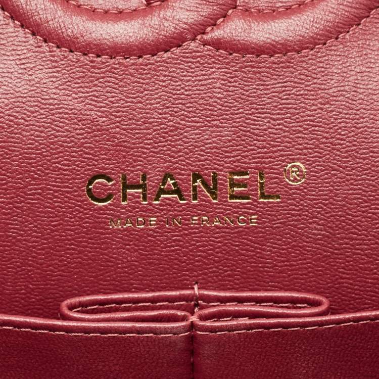 Pre Owned Chanel Red Quilted Leather Medium Classic Double Flap Bag