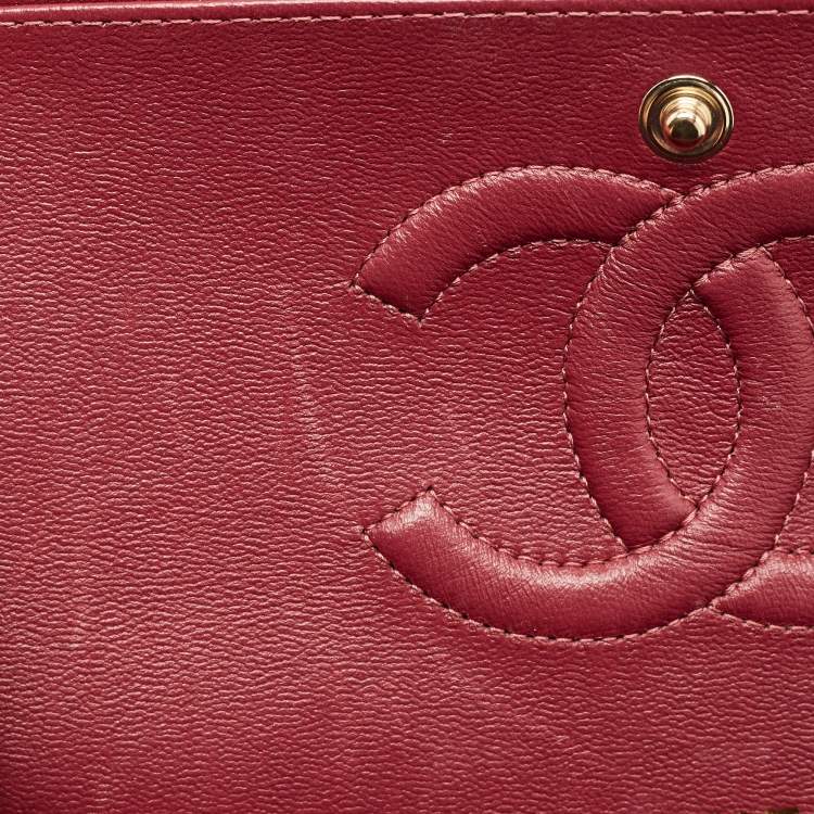 Pre Owned Chanel Red Quilted Leather Medium Classic Double Flap Bag