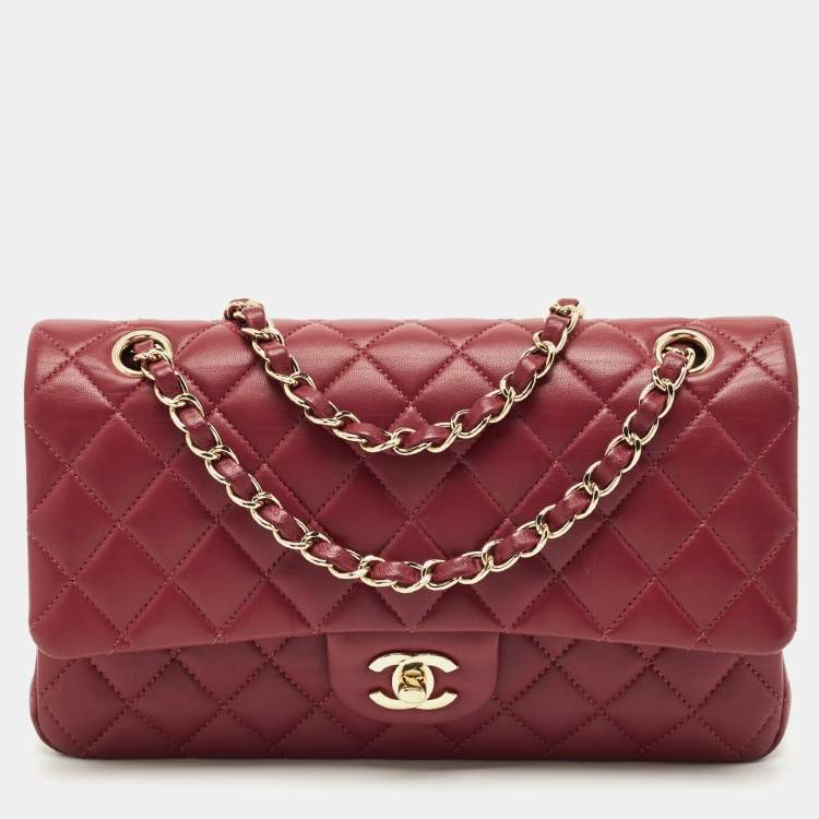 Pre Owned Chanel Red Quilted Leather Medium Classic Double Flap Bag