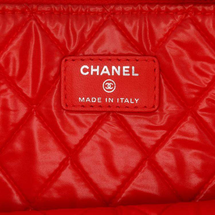 Pre Owned Chanel Cuba La Habana Medium Red Printed Lambskin O Case Clutch Bag