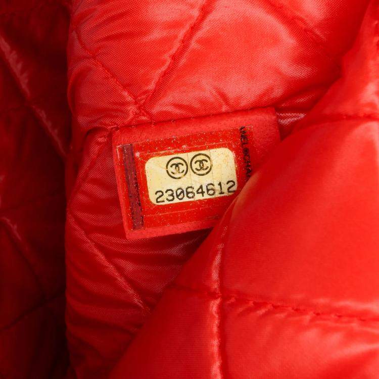 Pre Owned Chanel Cuba La Habana Medium Red Printed Lambskin O Case Clutch Bag