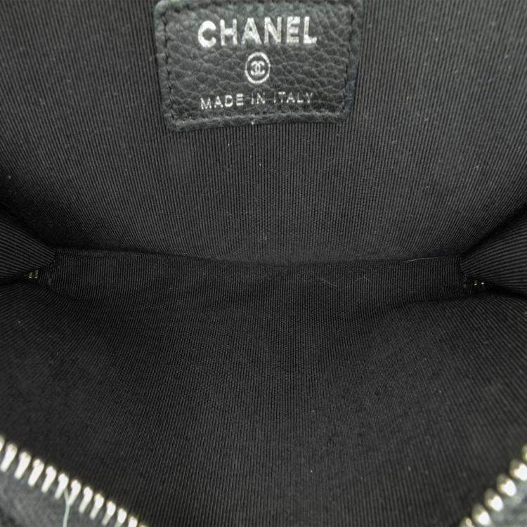 Pre Owned Chanel Studded Black Leather Zip Wallet