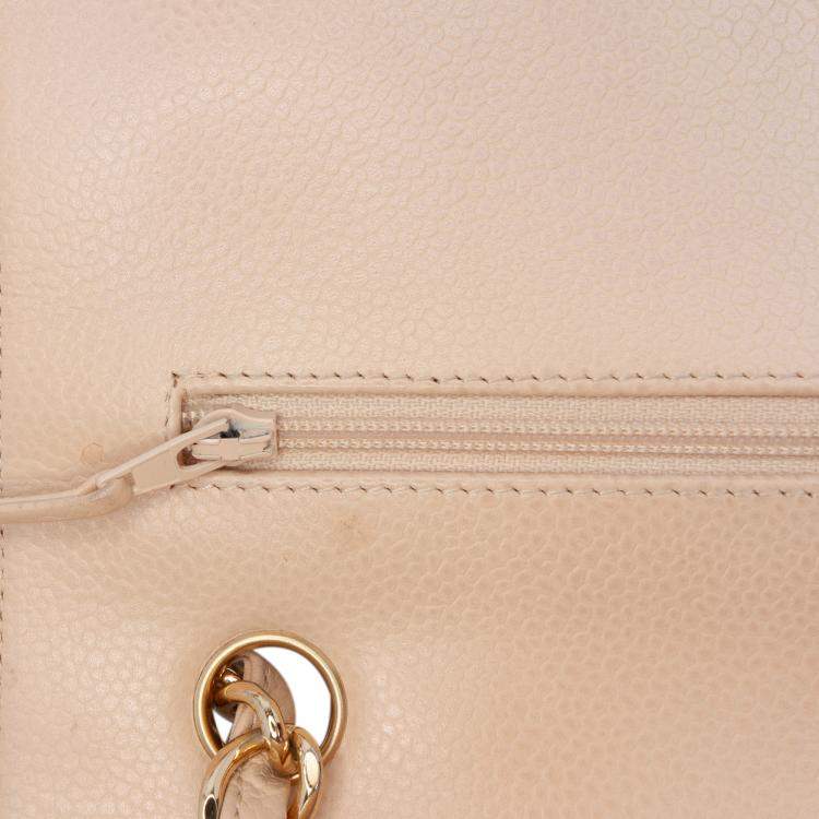 Pre Owned Chanel Beige Jumbo Classic Caviar Double Flap