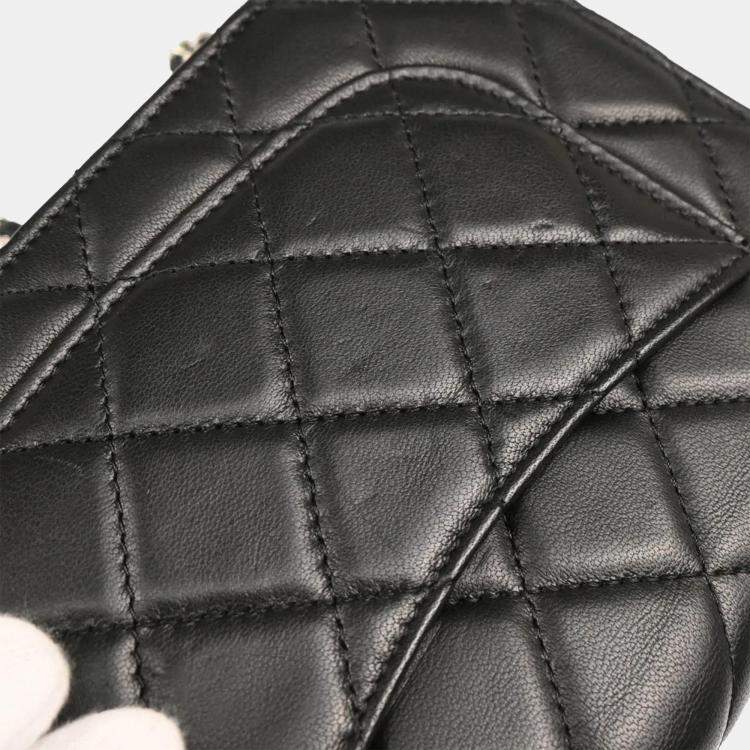 Pre Owned Chanel Classic Black Lambskin Wallet On Chain