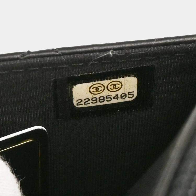Pre Owned Chanel Classic Black Lambskin Wallet On Chain