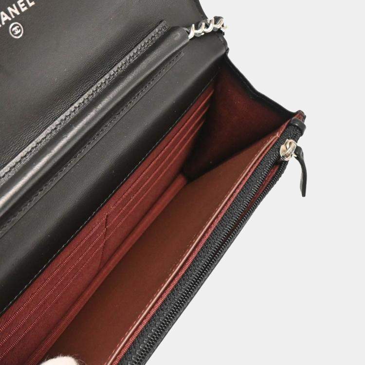 Pre Owned Chanel Classic Black Lambskin Wallet On Chain