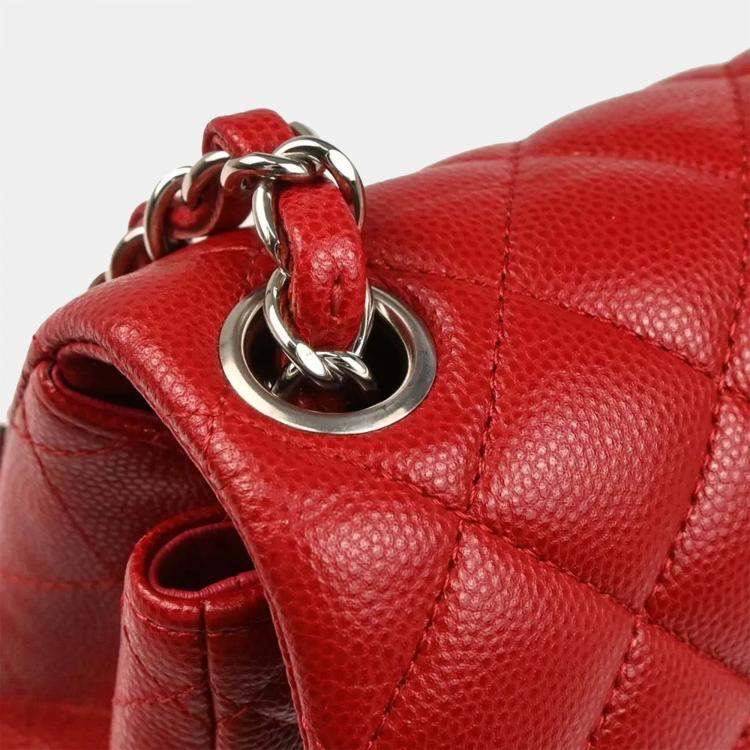 Pre Owned Chanel Classic Square Flap Red Calfskin Mini Bag