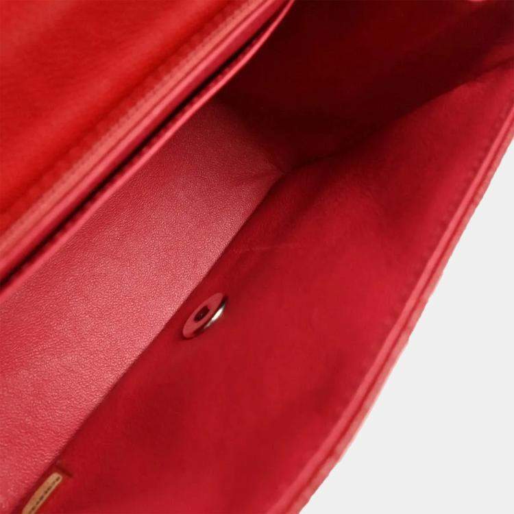 Pre Owned Chanel Classic Square Flap Red Calfskin Mini Bag