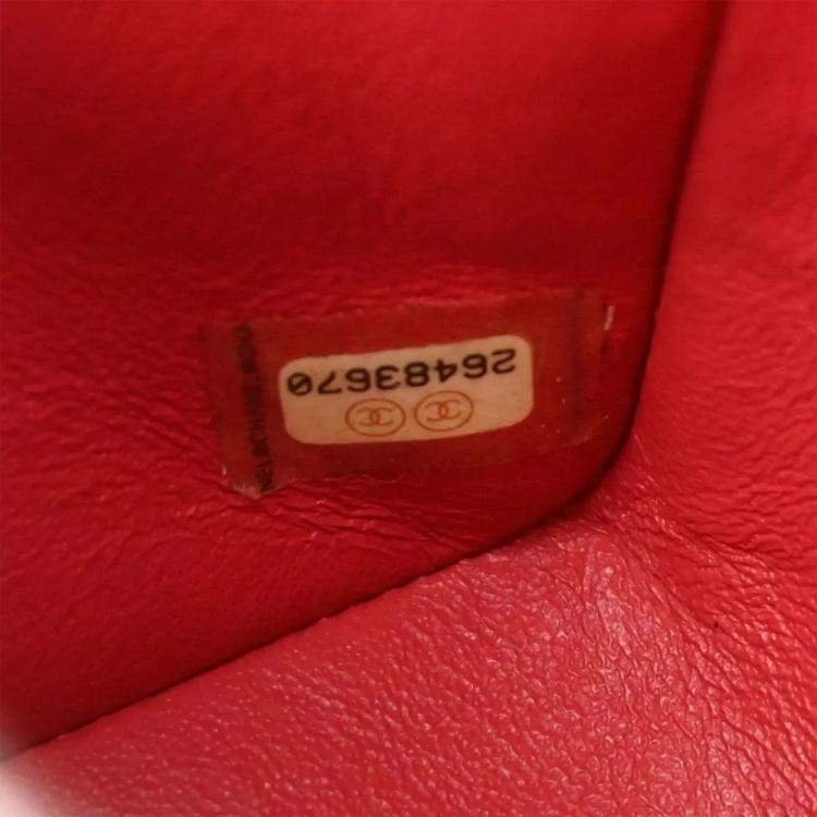 Pre Owned Chanel Classic Square Flap Red Calfskin Mini Bag