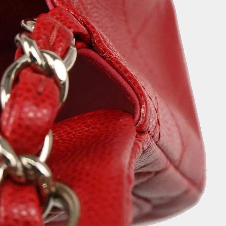 Pre Owned Chanel Classic Square Flap Red Calfskin Mini Bag