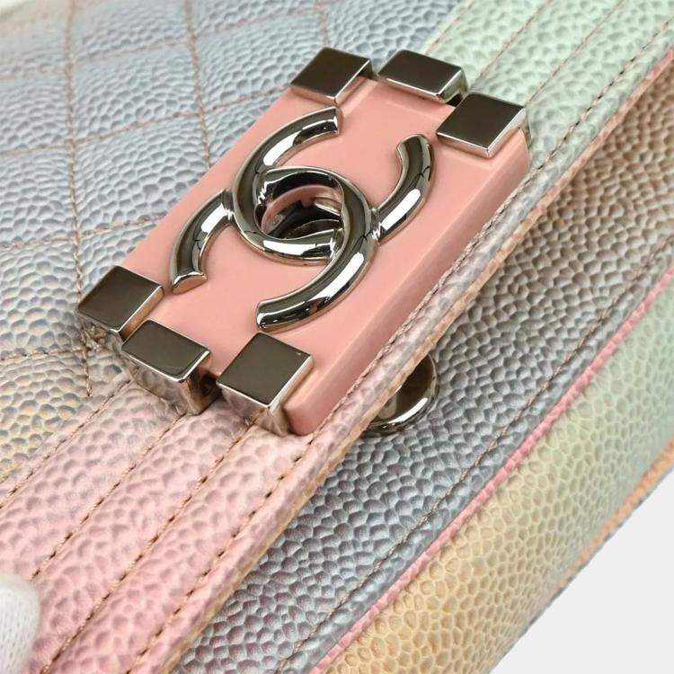 Pre Owned Chanel Boy Small Pastel Calfskin Shoulder Bag