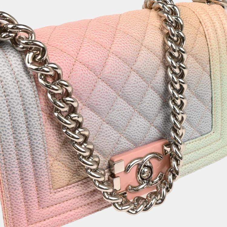 Pre Owned Chanel Boy Small Pastel Calfskin Shoulder Bag
