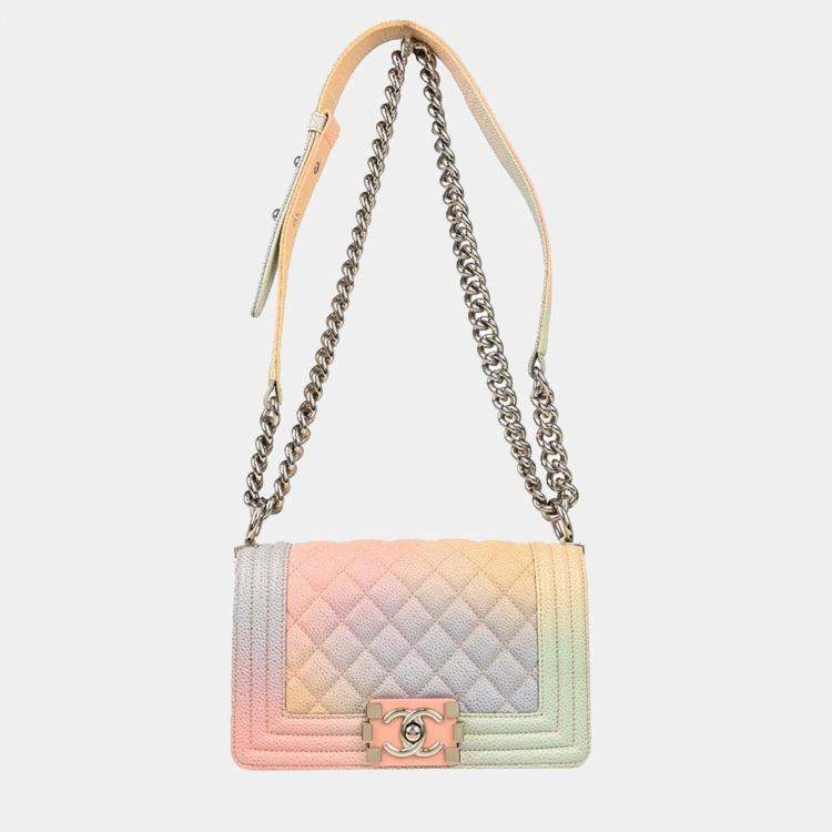 Pre Owned Chanel Boy Small Pastel Calfskin Shoulder Bag