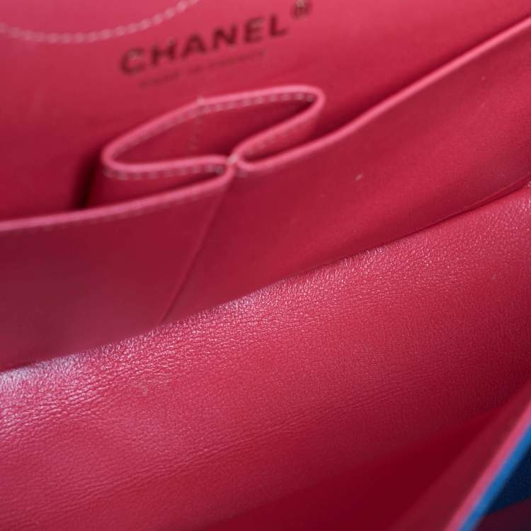 Pre Owned Chanel Blue Chevron Leather 226 Reissue 2.55 Flap Bag