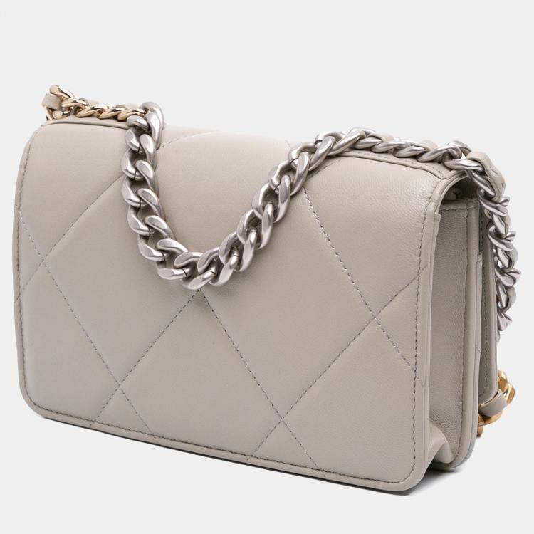 Pre Owned Chanel Brown Quilted Lambskin 19 Wallet on Chain
