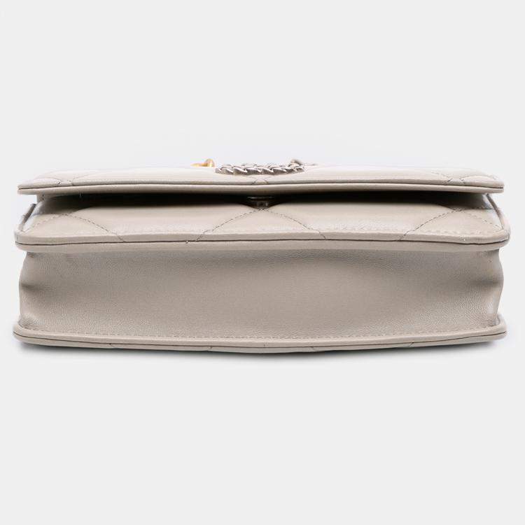 Pre Owned Chanel Brown Quilted Lambskin 19 Wallet on Chain