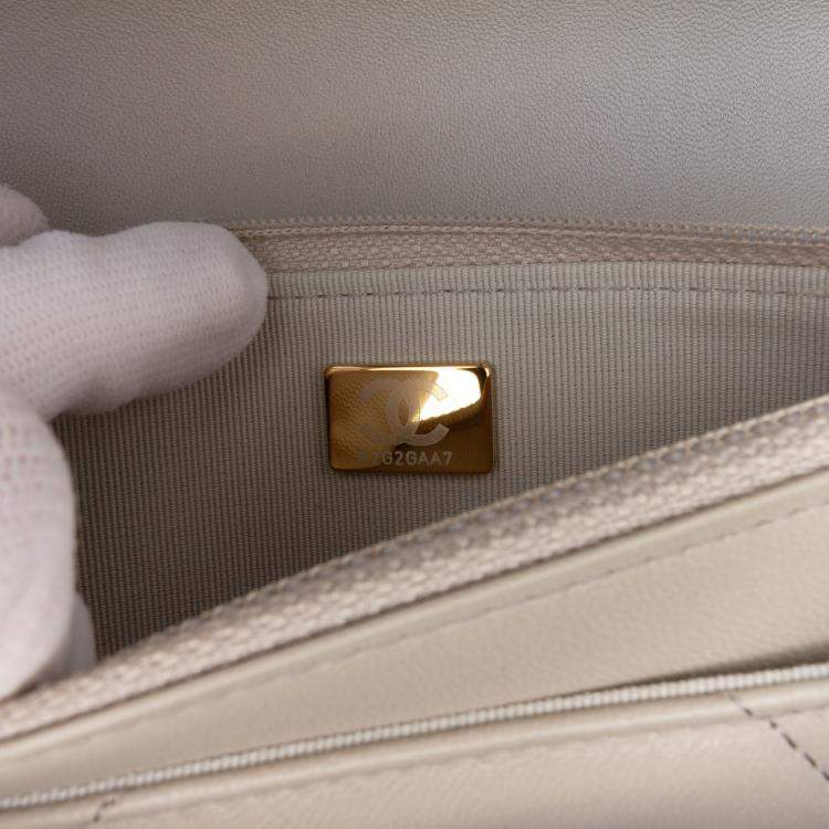 Pre Owned Chanel Brown Quilted Lambskin 19 Wallet on Chain