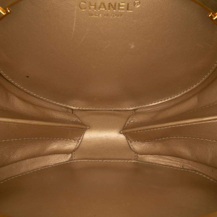 Pre Owned Chanel Cream CC Quilted Lambskin Frame Vanity Case