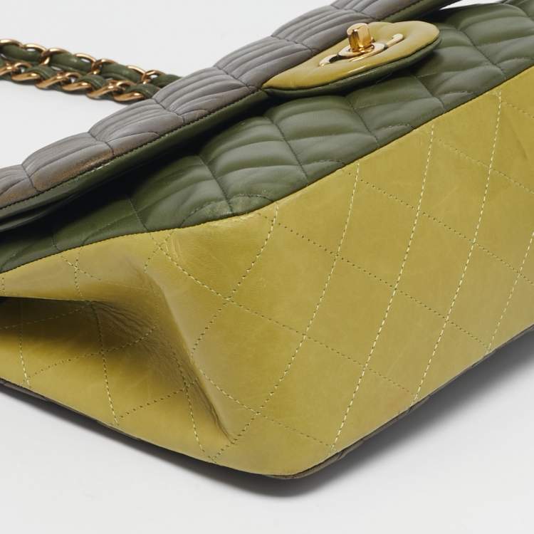 Pre Owned Chanel Tricolor Quilted Leather Jumbo Classic Double Flap Bag