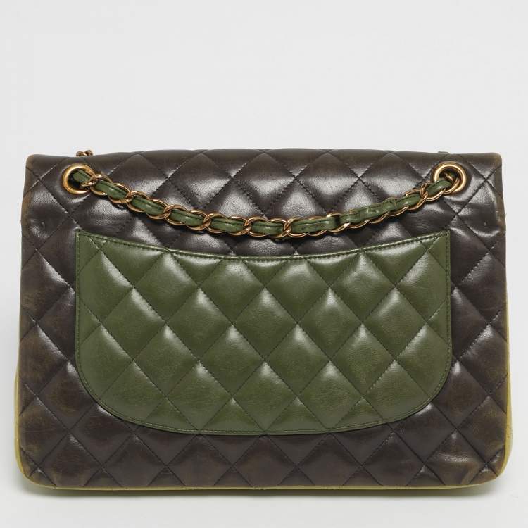 Pre Owned Chanel Tricolor Quilted Leather Jumbo Classic Double Flap Bag