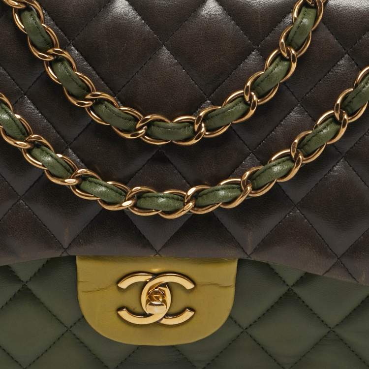 Pre Owned Chanel Tricolor Quilted Leather Jumbo Classic Double Flap Bag