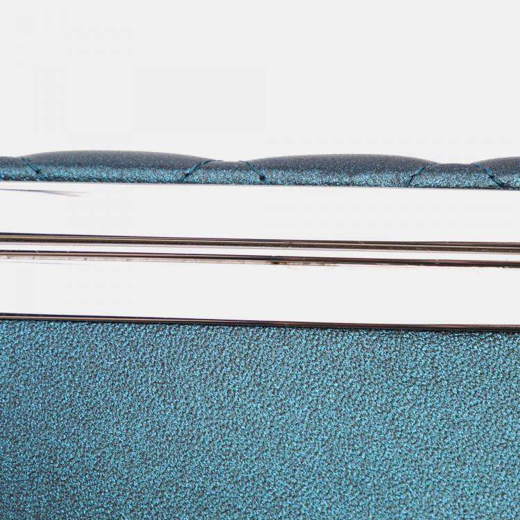 Pre Owned Chanel Blue CC Metallic Calfskin Vanity Case