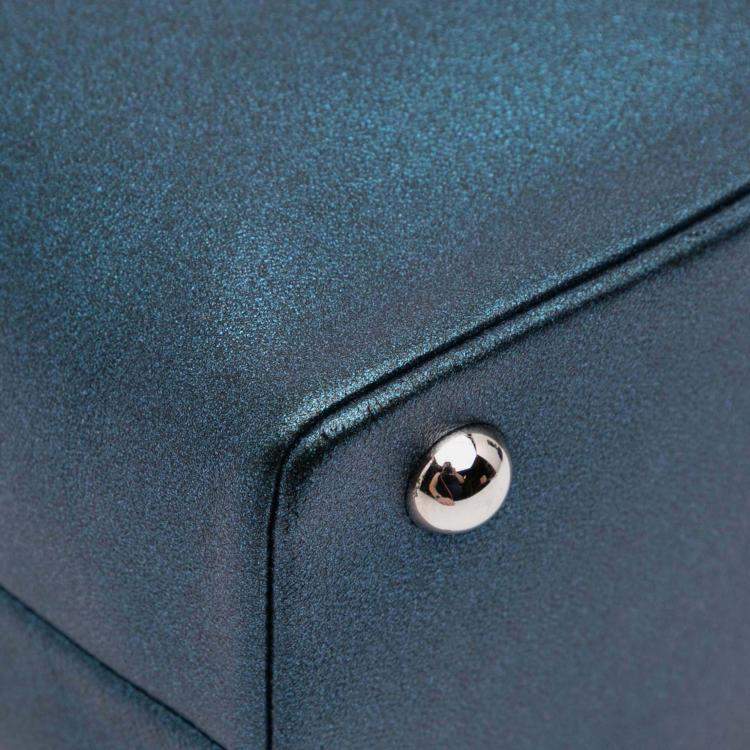 Pre Owned Chanel Blue CC Metallic Calfskin Vanity Case