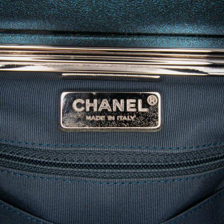 Pre Owned Chanel Blue CC Metallic Calfskin Vanity Case