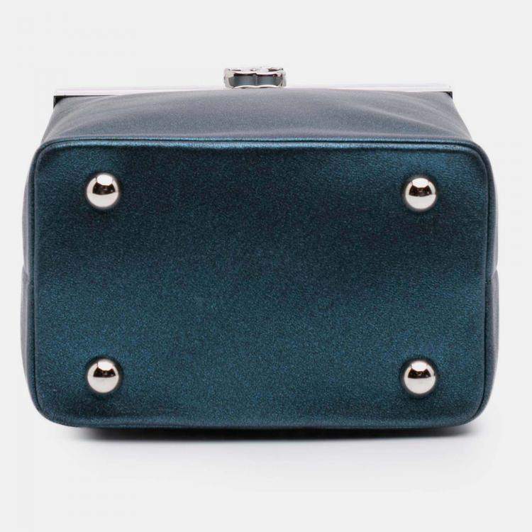 Pre Owned Chanel Blue CC Metallic Calfskin Vanity Case
